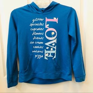 Blue hooded sweatshirt for teen girl